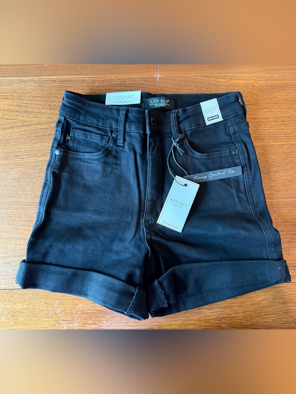 Judy Blue High Waist Tummy Control Top Jean Shorts - Black